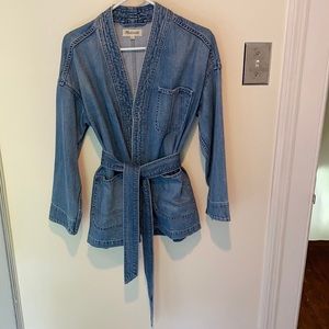 Madewell wrap chore coat, size small, soft denim
